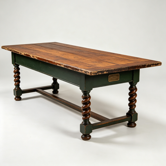 Vintage Twisted‑Leg Distressed Wooden Table