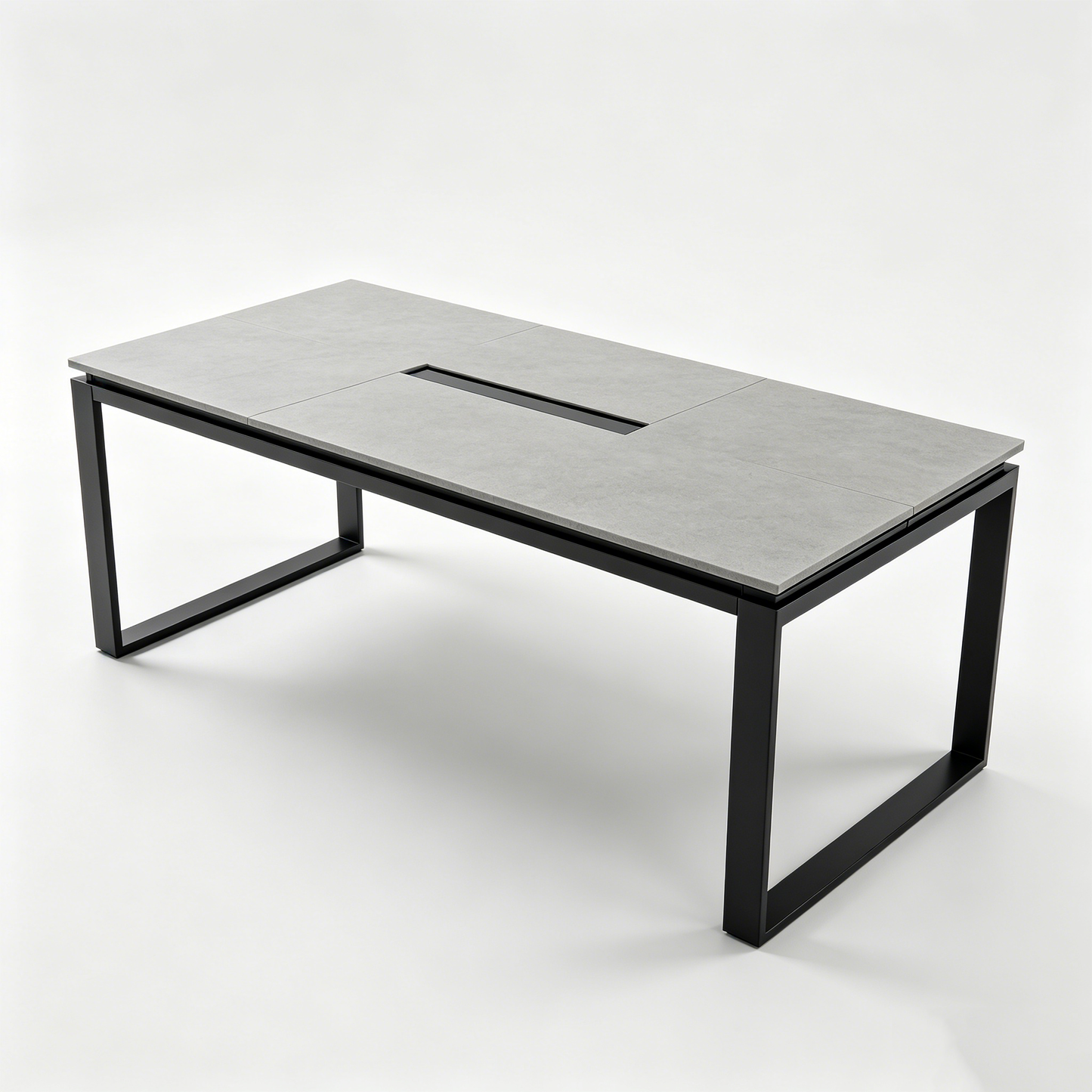 Concrete Black Metal Frame Long Table