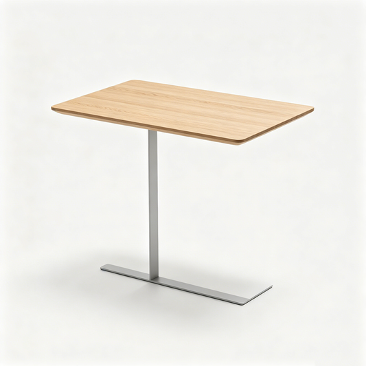 Floating Oak C‑Shape Side Table