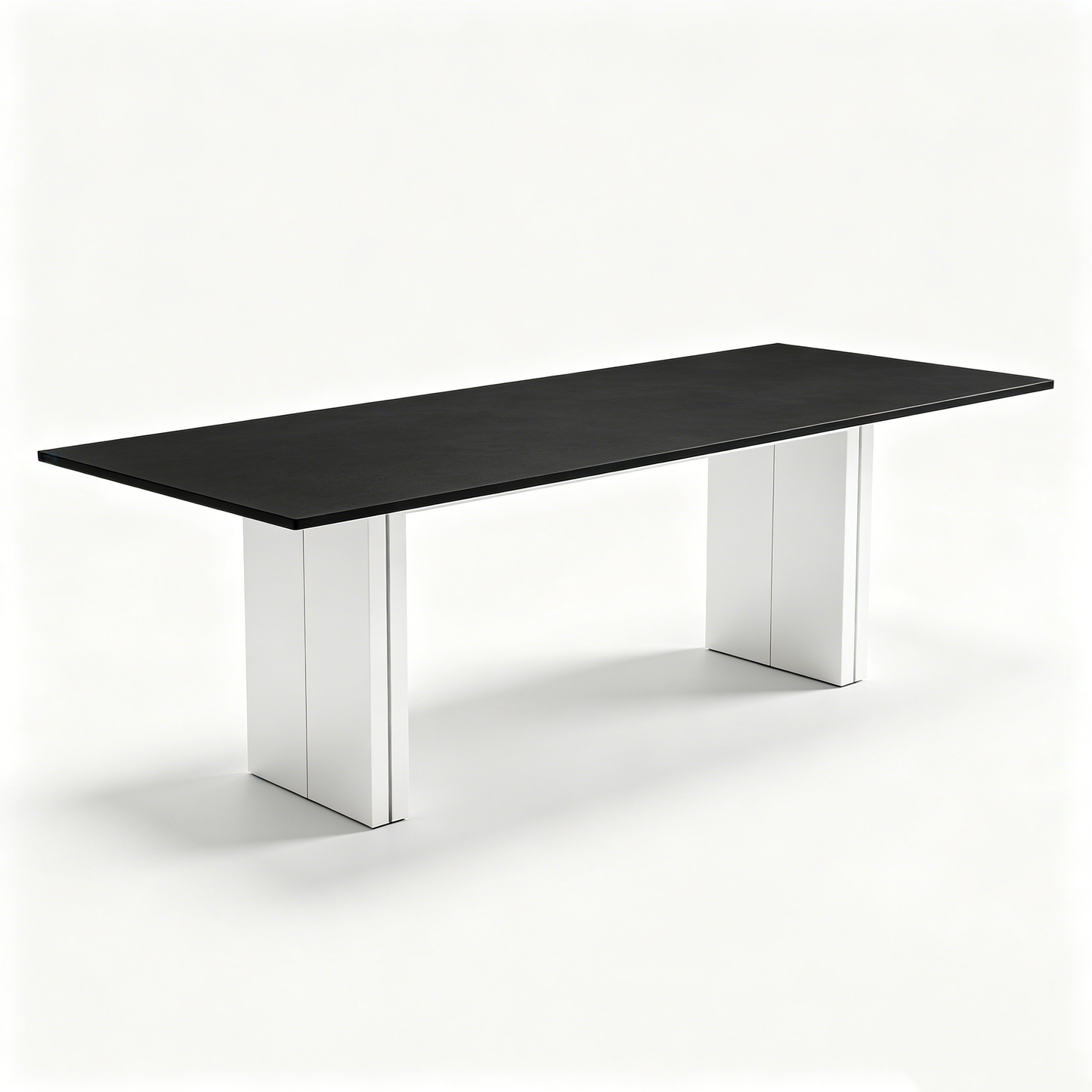 Black‑White Dual‑Pedestal Minimal Dining Table