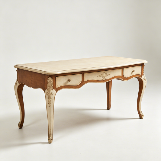 French Carved Drawer Vintage Long Table