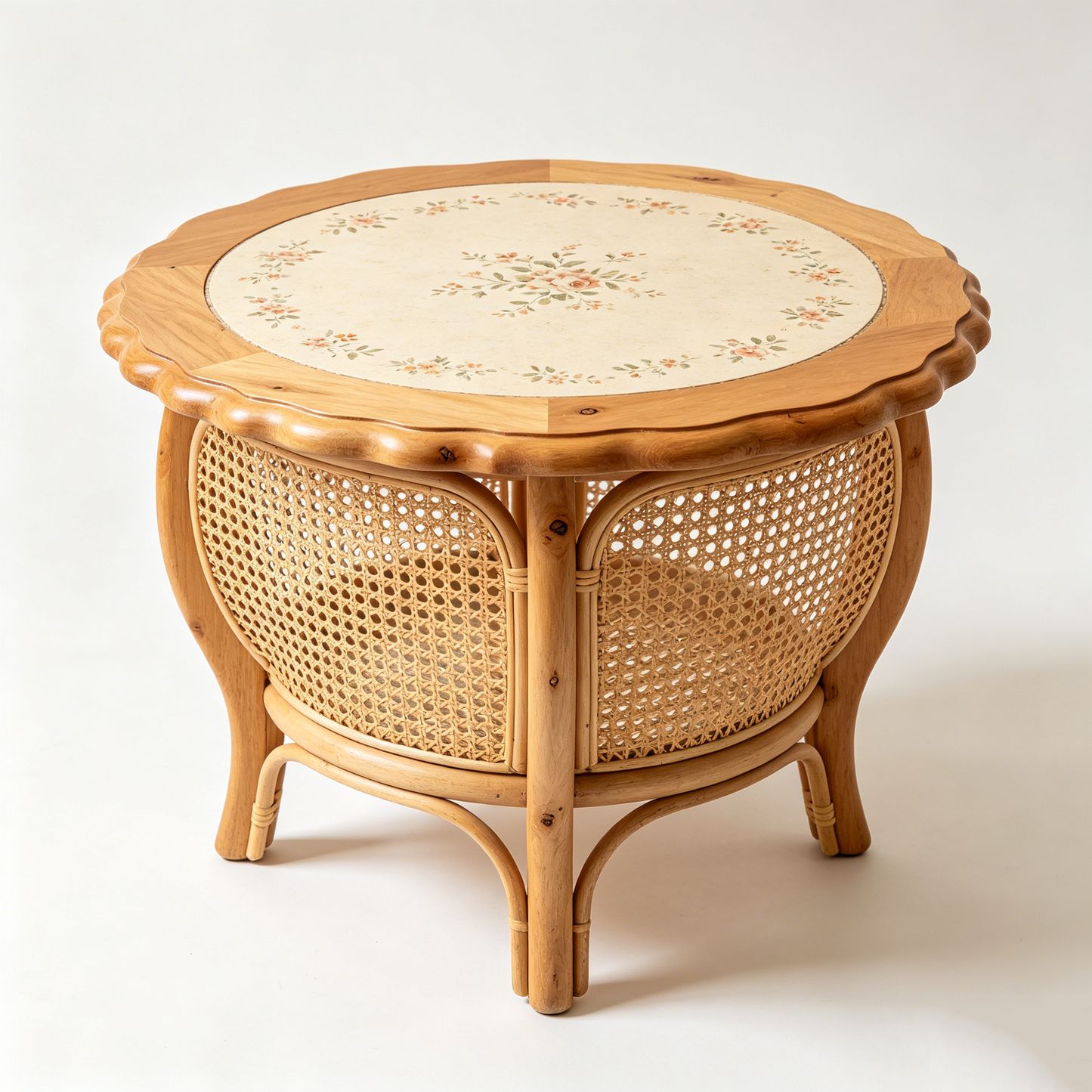 Floral Wavy Rattan Coffee Table