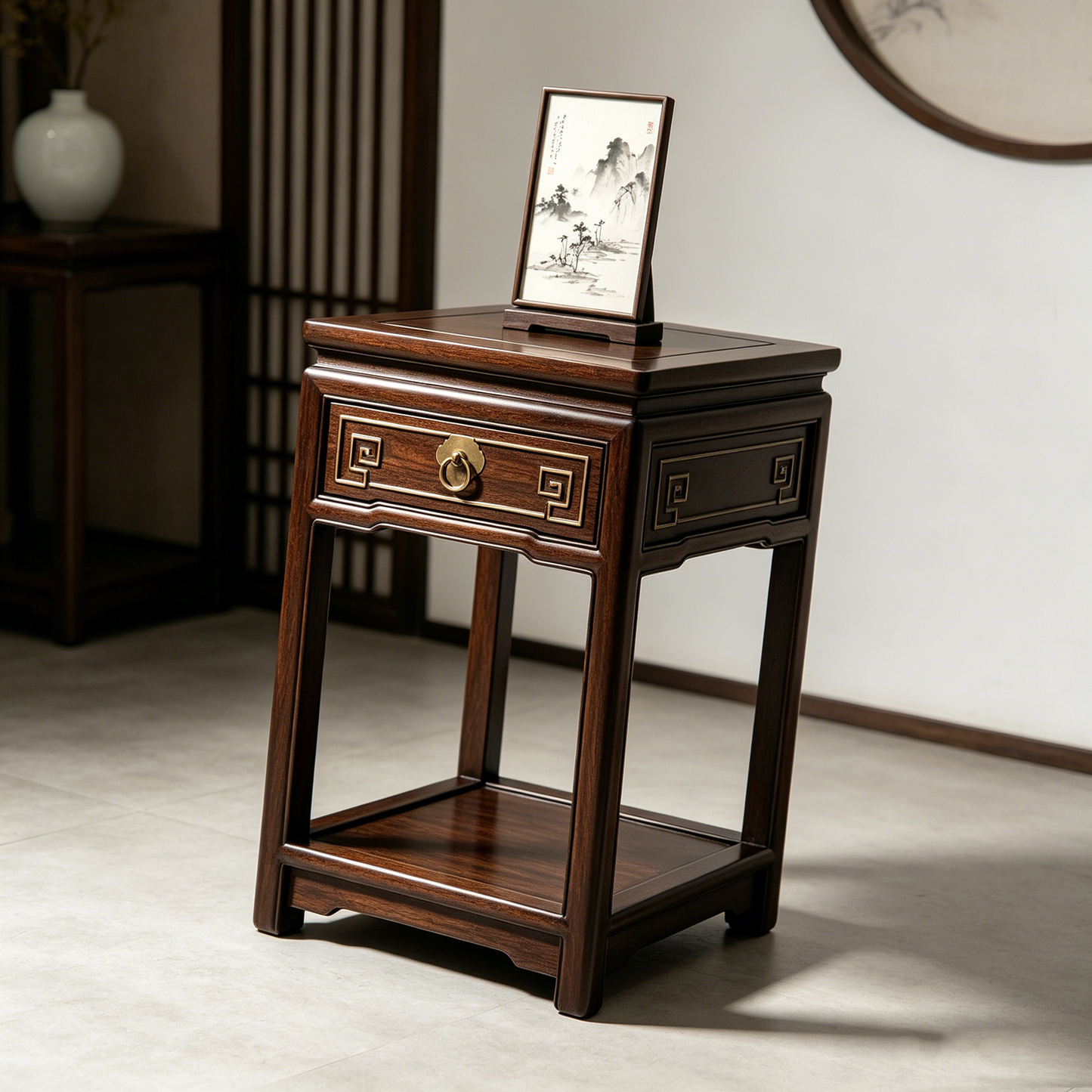 Chinese‑Style Wooden Drawer Side Table