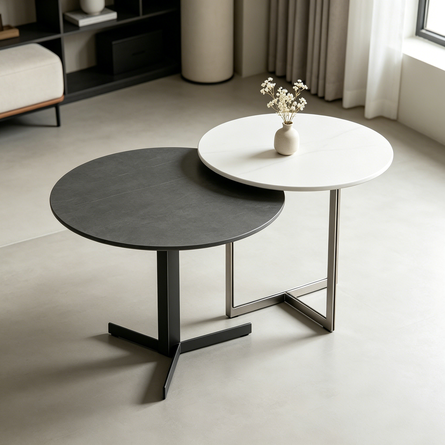 Black‑White Nesting Round Table