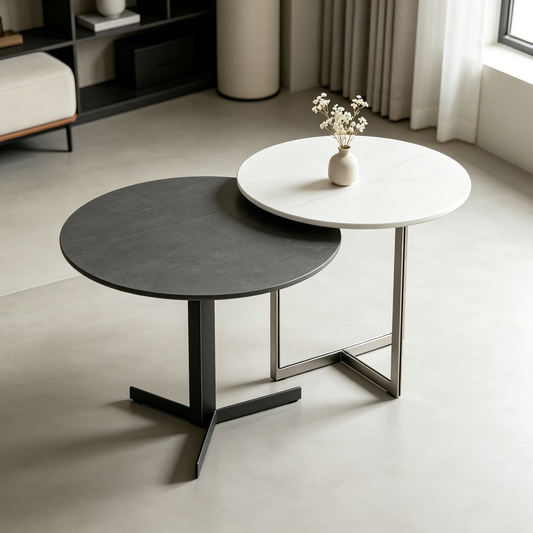 Black‑White Nesting Round Table