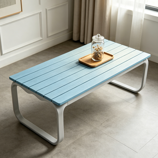 Light Blue Outdoor Aluminum Long Table