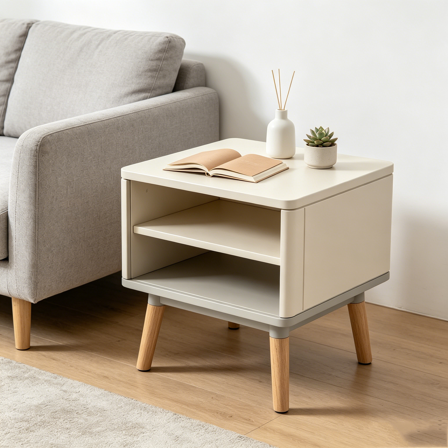 Modern Dual‑Shelf Nightstand Table