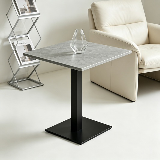 Grey Marble‑Textured Single‑Pedestal Table