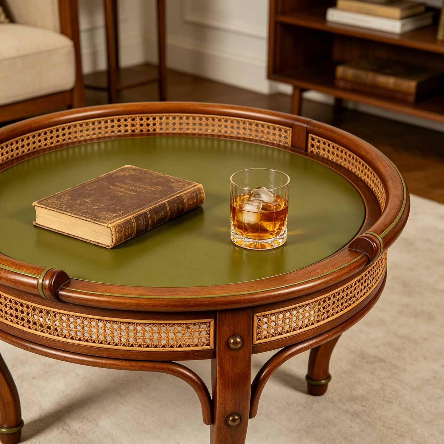 Vintage Rattan Brown Round Table