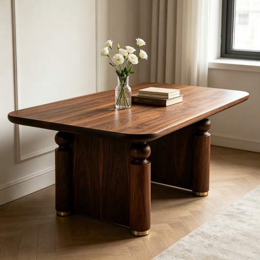 Walnut Spherical‑Leg Luxury Long Table