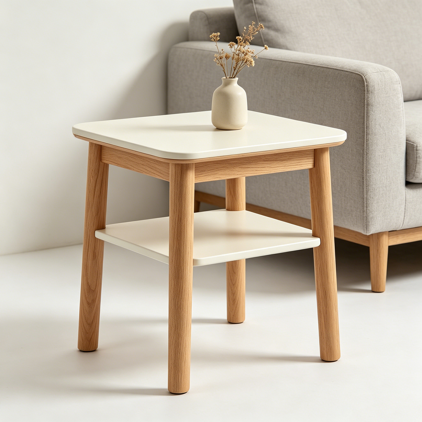 Oak 2‑Tier Minimal Side Table