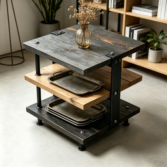 Industrial 3‑Tier Storage Side Table