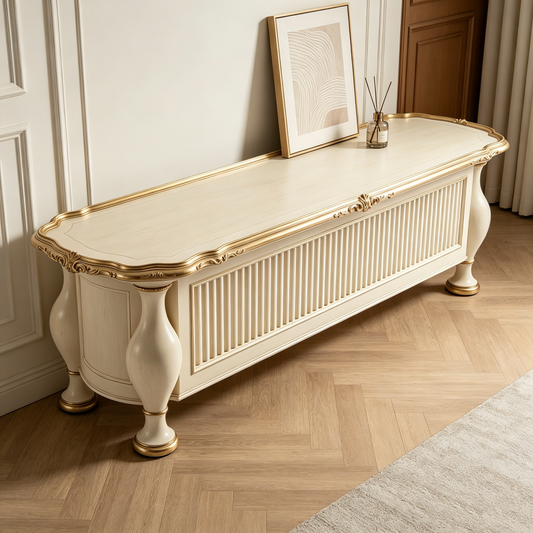 French Gilded Fluted Luxury Long Table