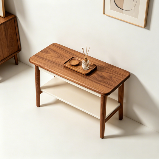 Oak 2‑Tier Storage Console Table