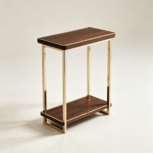 Luxury Gold‑Frame Walnut Side Table