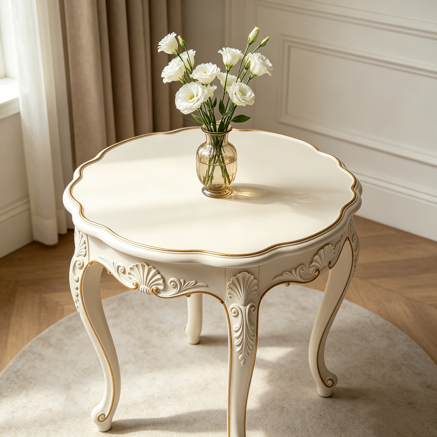 French Shell‑Carved Gilded Table