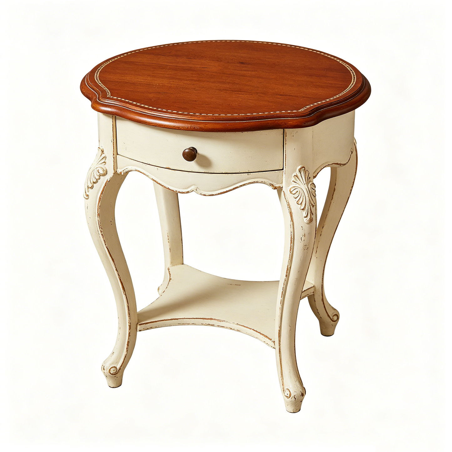 French Distressed Drawer Side Table